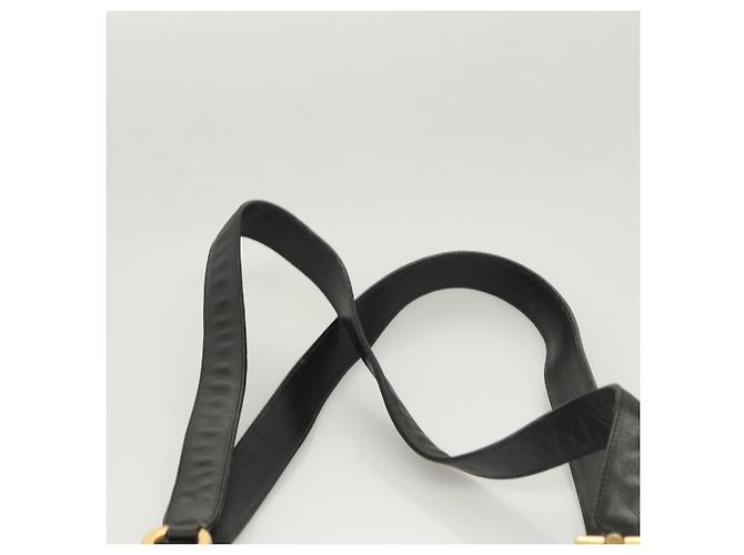 Sac à épaule Gancini en cuir noir et or Auth 124607 de Salvatore Ferragamo Doré - vue 8