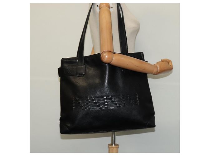 Borsa tote in pelle nera e oro GUCCI 002 105 0141 Auth sw707 Nero D'oro - vista 22