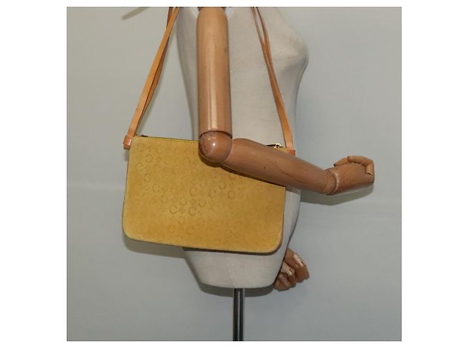 Céline Borsa a spalla in tela Macadam CELINE C in suede giallo oro Auth BA1861 D'oro - vista 24