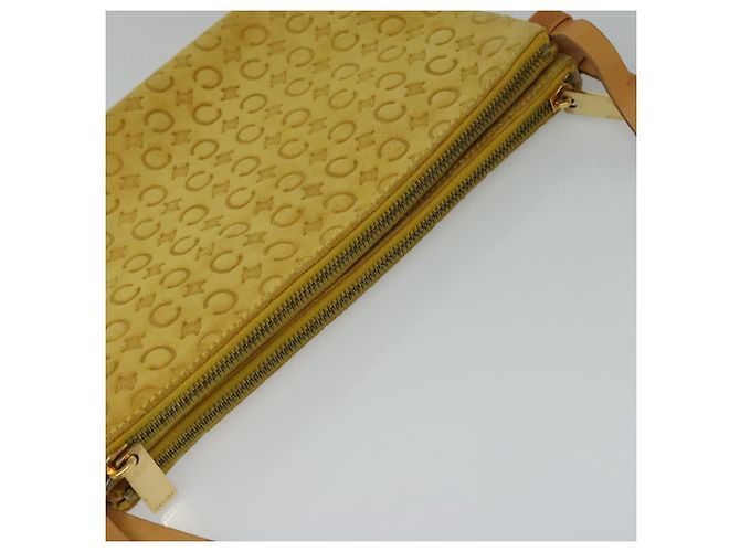 Céline Borsa a spalla in tela Macadam CELINE C in suede giallo oro Auth BA1861 D'oro - vista 6