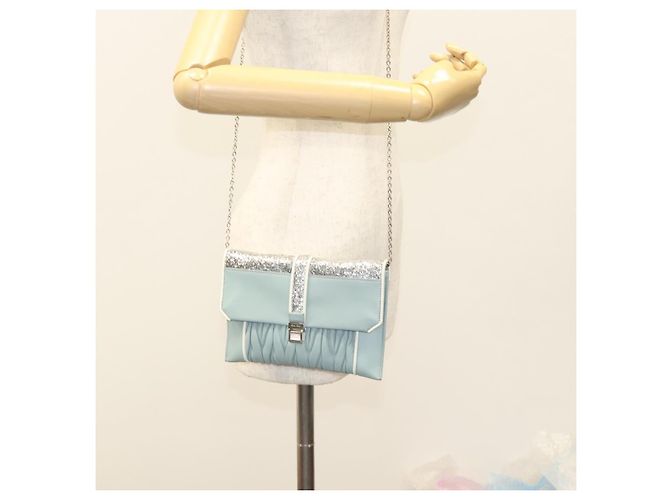 Miu Miu Matelassé Schultertasche aus Leder, hellblau, Silber authentisch 124604 - Ansicht 24