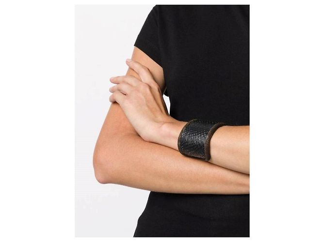 Bracciale in pelle di serpente nera Gianfranco Ferré - anni 2000 Nero - vista 2