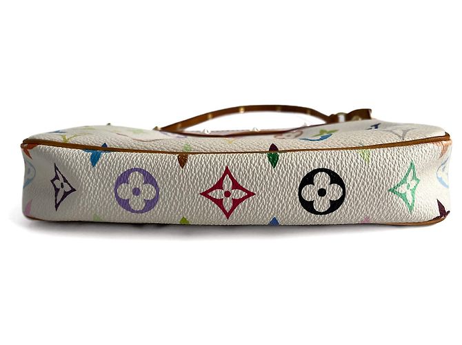 Louis Vuitton Pochette Murakami in tela multicolore Monogram Bianco - vista 5