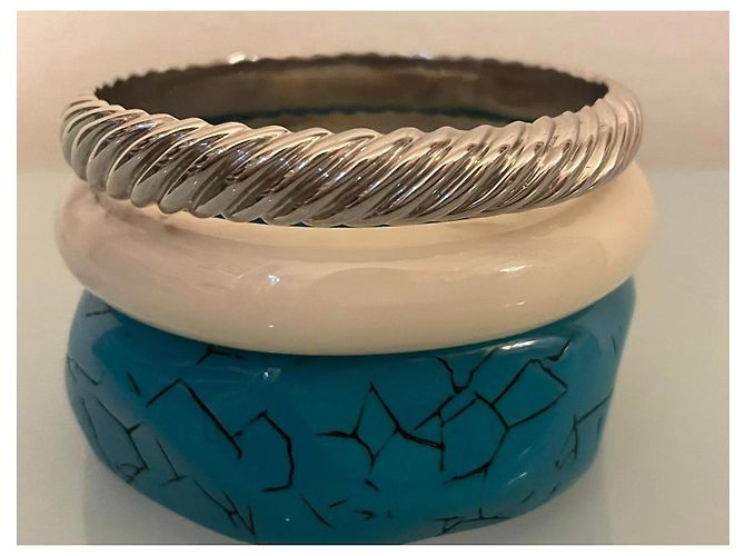 Conjunto raro de pulseras rígidas DOLCE & GABBANA turquesa plata marfil Multicolor - vista 10