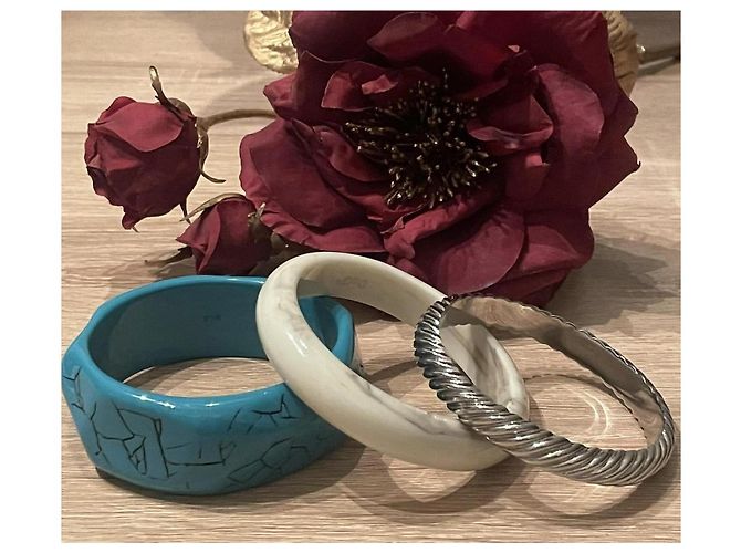 Conjunto raro de pulseras rígidas DOLCE & GABBANA turquesa plata marfil Multicolor - vista 11