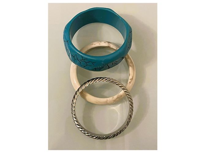 Conjunto raro de pulseras rígidas DOLCE & GABBANA turquesa plata marfil Multicolor - vista 12
