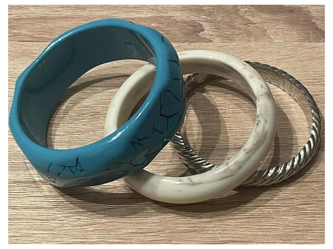 Conjunto raro de pulseras rígidas DOLCE & GABBANA turquesa plata marfil Multicolor - vista 2