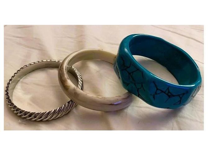 Conjunto raro de pulseras rígidas DOLCE & GABBANA turquesa plata marfil Multicolor - vista 7