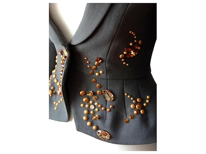 Autre Marque Giacca con strass e borchie Grigio - vista 5