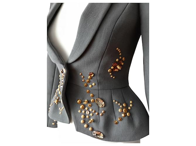 Autre Marque Giacca con strass e borchie Grigio - vista 6