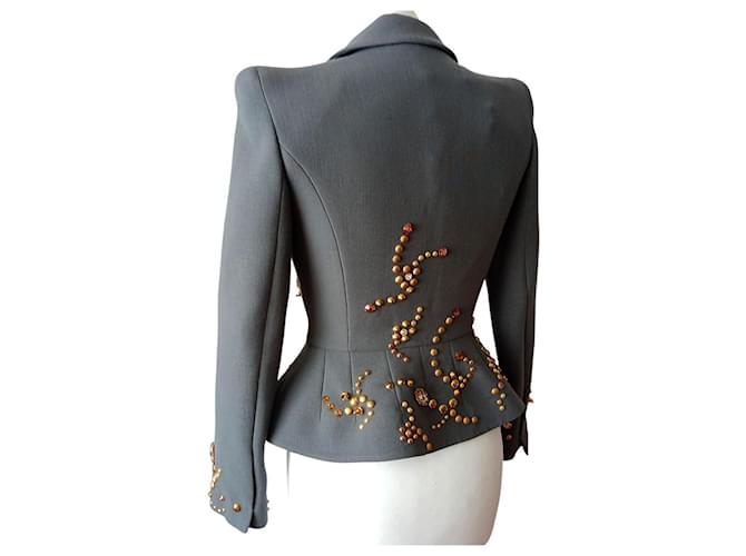 Autre Marque Giacca con strass e borchie Grigio - vista 8