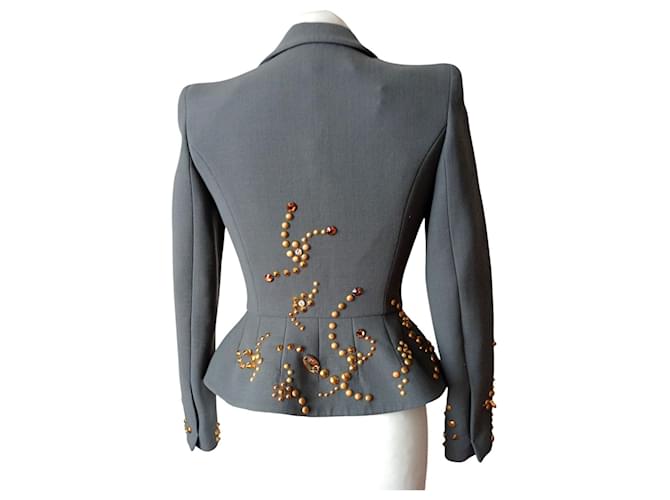 Autre Marque Giacca con strass e borchie Grigio - vista 9