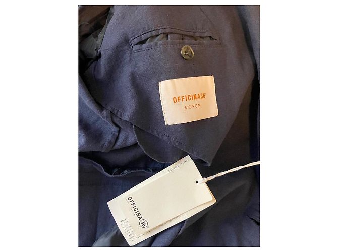 Autre Marque Herren Sommer Leinenmischung Blazer Officna36 Blau - Ansicht 11