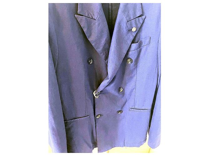 Autre Marque Herren Sommer Leinenmischung Blazer Officna36 Blau - Ansicht 2