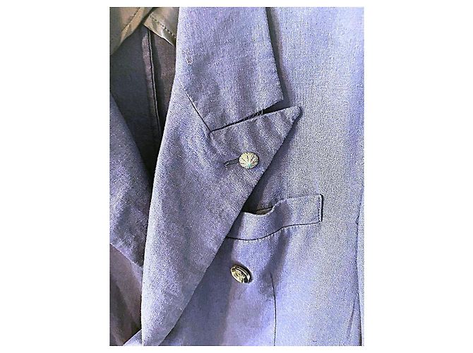 Autre Marque Herren Sommer Leinenmischung Blazer Officna36 Blau - Ansicht 3