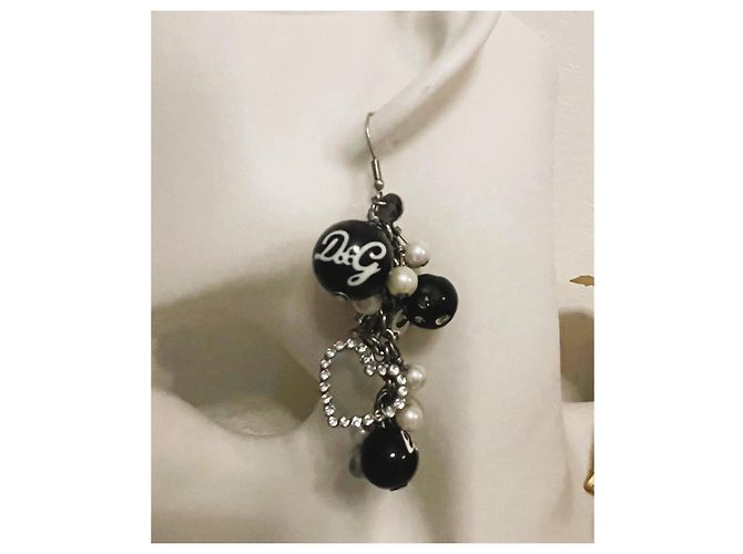 Orecchini DOLCE & GABBANA  con perle bianche e perle nere, cuore con swarovski Argento - vista 2