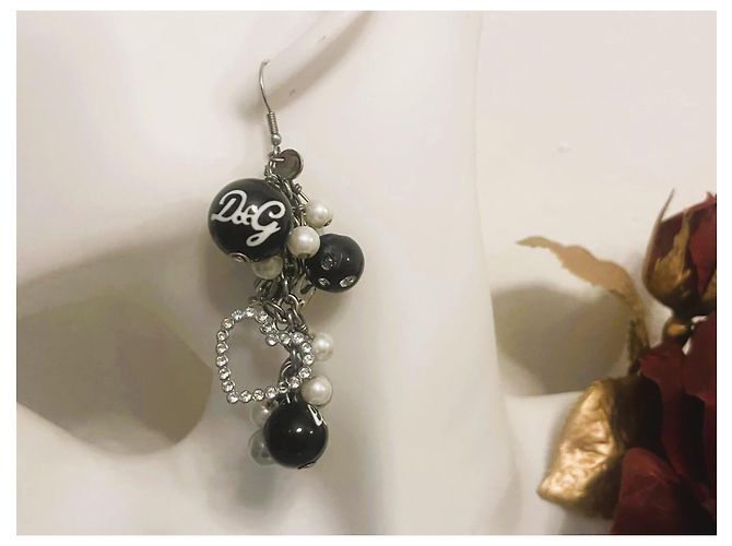 Orecchini DOLCE & GABBANA  con perle bianche e perle nere, cuore con swarovski Argento - vista 4