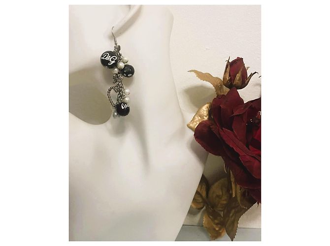 Orecchini DOLCE & GABBANA  con perle bianche e perle nere, cuore con swarovski Argento - vista 6