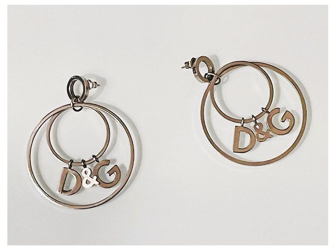 Iconici orecchini doppio cerchio DOLCE & GABBANA acciaio argento - vista 12