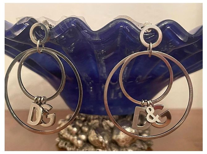 Iconici orecchini doppio cerchio DOLCE & GABBANA acciaio argento - vista 2