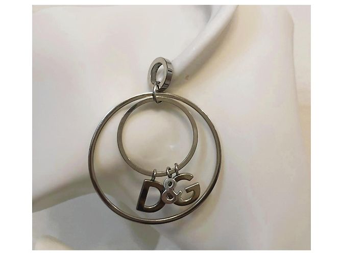 Iconici orecchini doppio cerchio DOLCE & GABBANA acciaio argento - vista 3