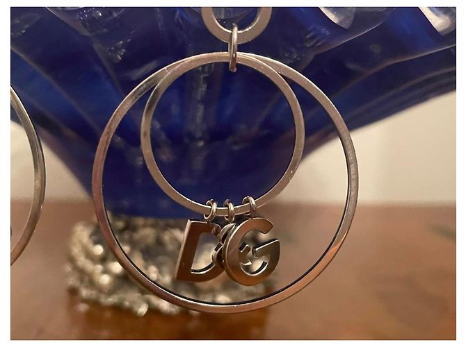Iconici orecchini doppio cerchio DOLCE & GABBANA acciaio argento - vista 6