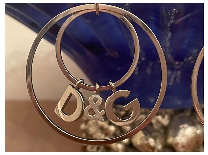 Iconici orecchini doppio cerchio DOLCE & GABBANA acciaio argento - vista 9