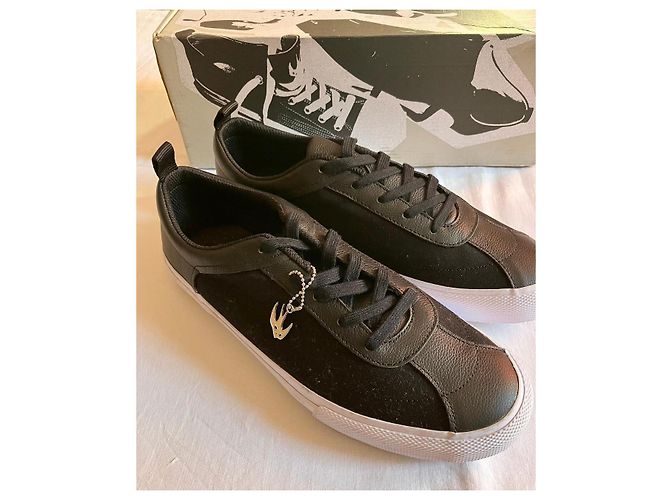 Sneakers McQ Nere e Bianche in Cotone Nero Bianco - vista 4