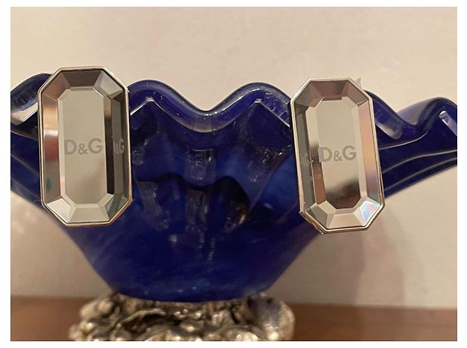 Orecchini DOLCE & GABBANA acciaio e cristalli effetto “specchio” collezione "Lush Argento - vista 6