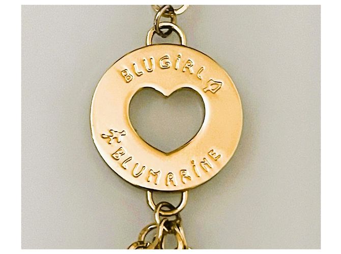 Collana BLUMARINE metallo dorato grande charm rotondo con logo inciso D'oro - vista 3