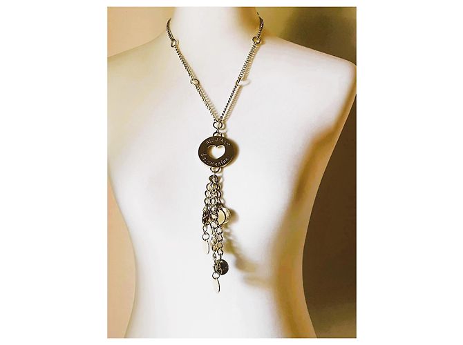 Collana BLUMARINE metallo dorato grande charm rotondo con logo inciso D'oro - vista 9