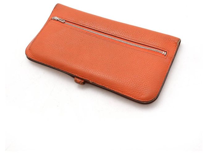Hermès Portafoglio in pelle bifold lungo Hermes Dogon Arancione - vista 2