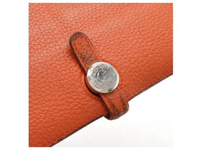 Hermès Portafoglio in pelle bifold lungo Hermes Dogon Arancione - vista 4