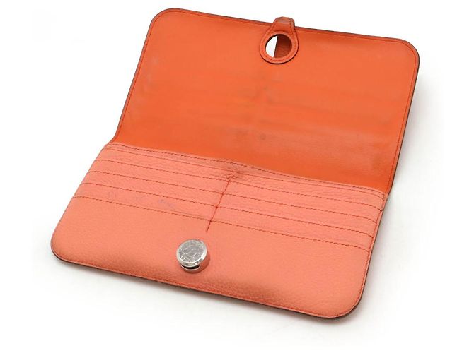 Hermès Portafoglio in pelle bifold lungo Hermes Dogon Arancione - vista 5