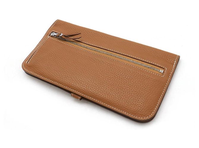 Hermès Carteira bifold longa Dogon em couro Hermes Marrom - vista 2
