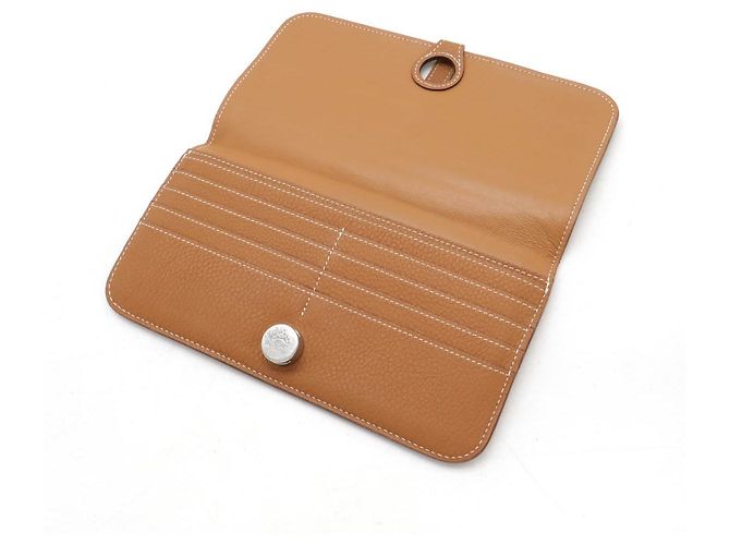 Hermès Carteira bifold longa Dogon em couro Hermes Marrom - vista 5