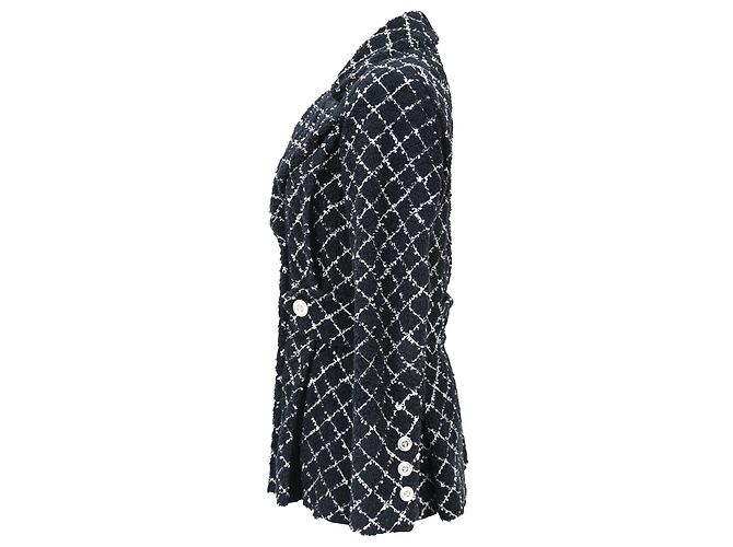 Timeless Blazer de doble botonadura en tweed de algodón negro de Chanel - vista 2