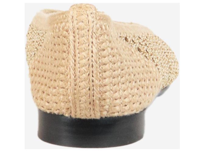 Chanel Braune Raffia-Balletschuhe CC - Größe EU 37 (UK 4) - Ansicht 3