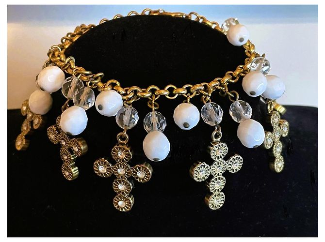 Magnifico raro bracciale DOLCE & GABBANA dorato croci swarovski D'oro - vista 11