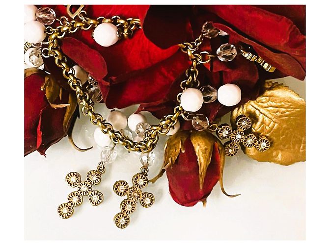 Magnifico raro bracciale DOLCE & GABBANA dorato croci swarovski D'oro - vista 3
