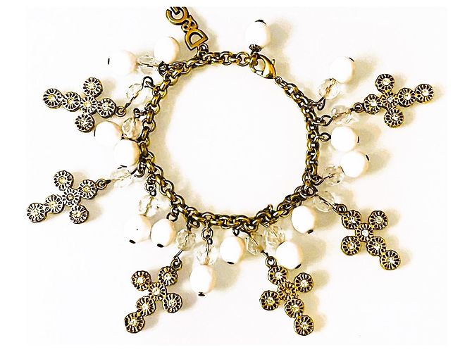 Magnifico raro bracciale DOLCE & GABBANA dorato croci swarovski D'oro - vista 8