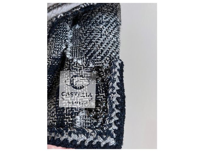 Chanel Tweedjacke Paris / New York mit Kamelien 38 FR Mehrfarben - Ansicht 13