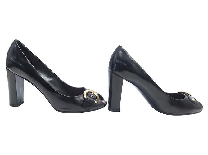 LOUIS VUITTON OPEN TOE SCHUHE MIT SCHNALLEN 37.5 LEDERSCHUHE Schwarz - Ansicht 3