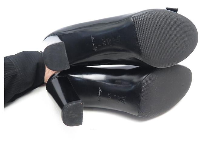 LOUIS VUITTON OPEN TOE SCHUHE MIT SCHNALLEN 37.5 LEDERSCHUHE Schwarz - Ansicht 6