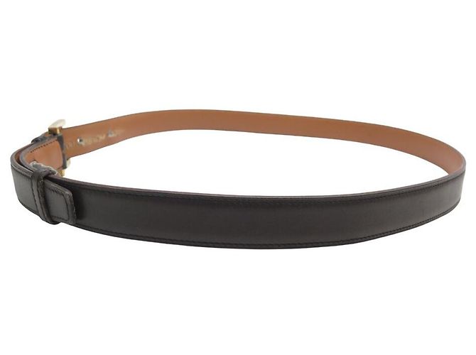 Hermès VINTAGE HERMES GÜRTEL MIT GOLDENER SCHNALLE GRÖSSE 100 AUS BRAUNEM LEDER - Ansicht 2