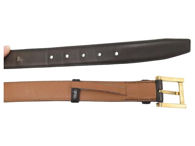 Hermès VINTAGE HERMES GÜRTEL MIT GOLDENER SCHNALLE GRÖSSE 100 AUS BRAUNEM LEDER - Ansicht 5