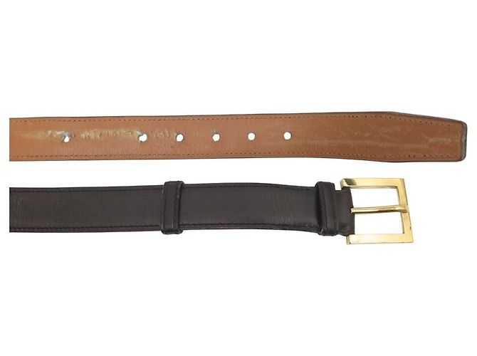 Hermès VINTAGE HERMES GÜRTEL MIT GOLDENER SCHNALLE GRÖSSE 100 AUS BRAUNEM LEDER - Ansicht 6