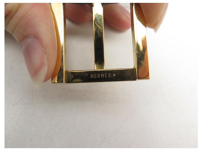Hermès VINTAGE HERMES GÜRTEL MIT GOLDENER SCHNALLE GRÖSSE 100 AUS BRAUNEM LEDER - Ansicht 7