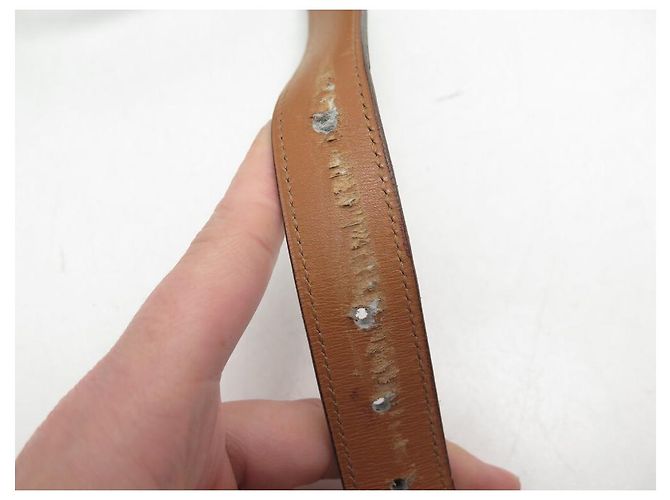 Hermès VINTAGE HERMES GÜRTEL MIT GOLDENER SCHNALLE GRÖSSE 100 AUS BRAUNEM LEDER - Ansicht 8