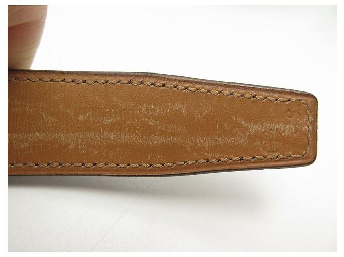 Hermès VINTAGE HERMES GÜRTEL MIT GOLDENER SCHNALLE GRÖSSE 100 AUS BRAUNEM LEDER - Ansicht 9